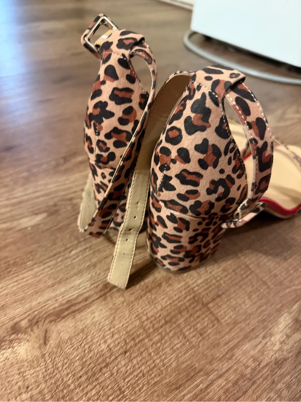 CL by Chinese Laundry Leopard Print Block Heel Sandals with Red Trim